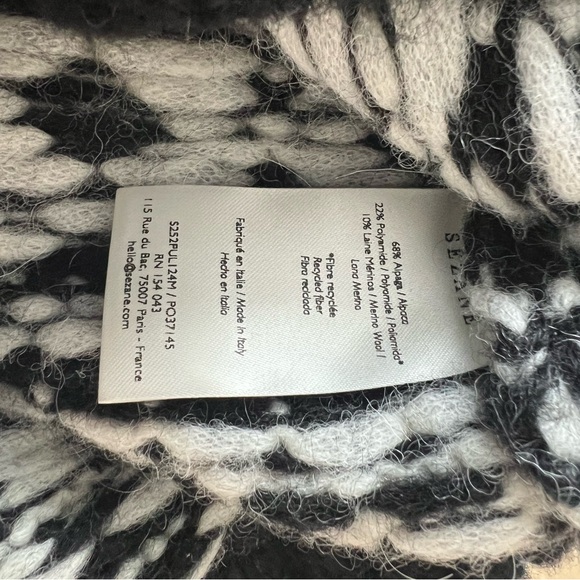 Sézane Robin Black and White Patterned Sweater - Picture 9 of 9